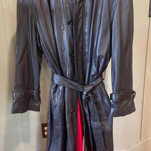 Moessmer Italian Black Leather  Men's Full-Length Coat